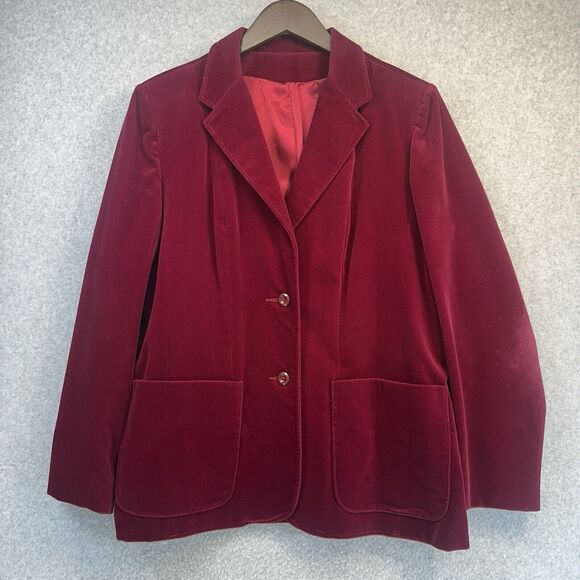 Vintage Blazer Woman's Size 16 (Large) Velvet Fraternity Boyfriend Blazer Lined - Picture 1 of 12